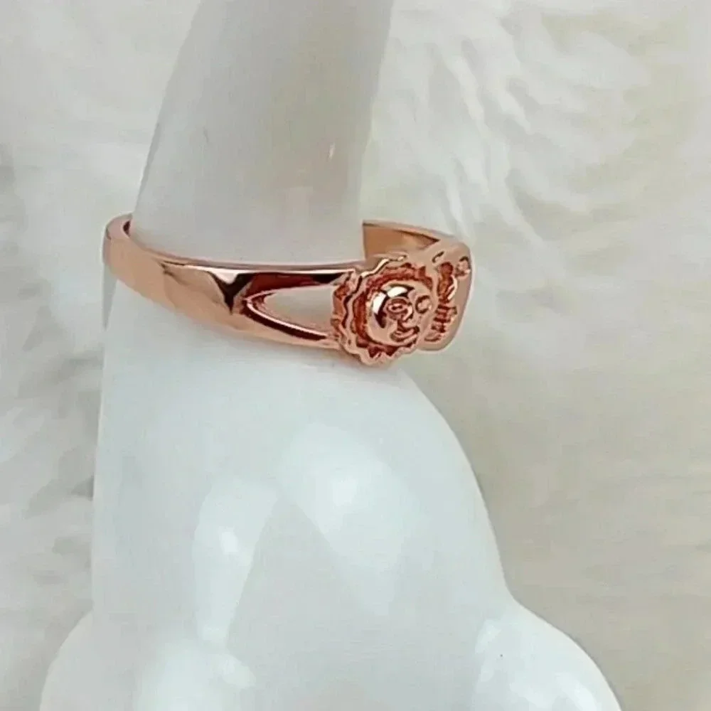 925 Sterling Silver Celestial Sun and Moon Rose Gold Tone Dainty Ring